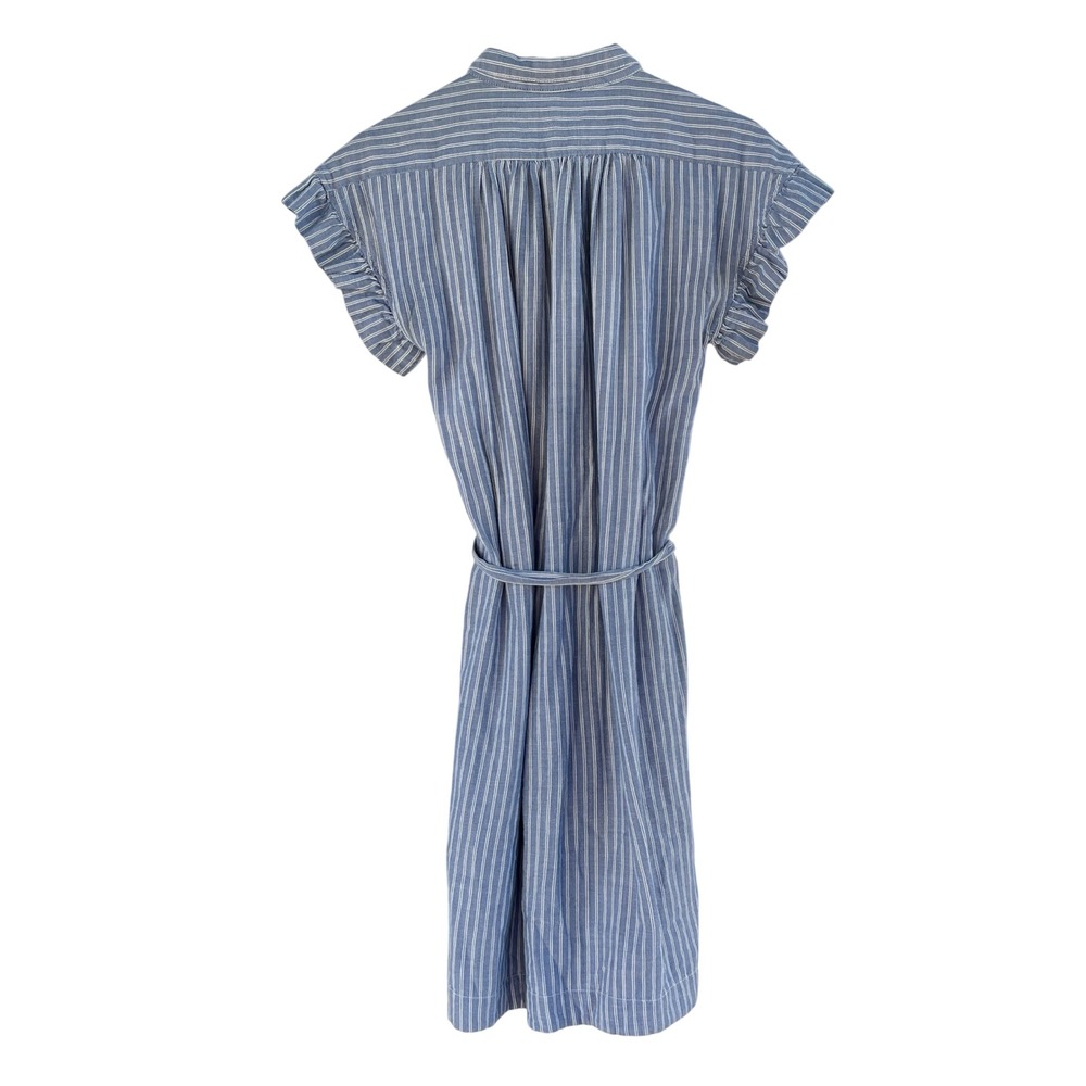 Isabella Sinclair Blue White Striped Flutter Sleeve Midi Shirt Dress Small - Picture 3 of 6